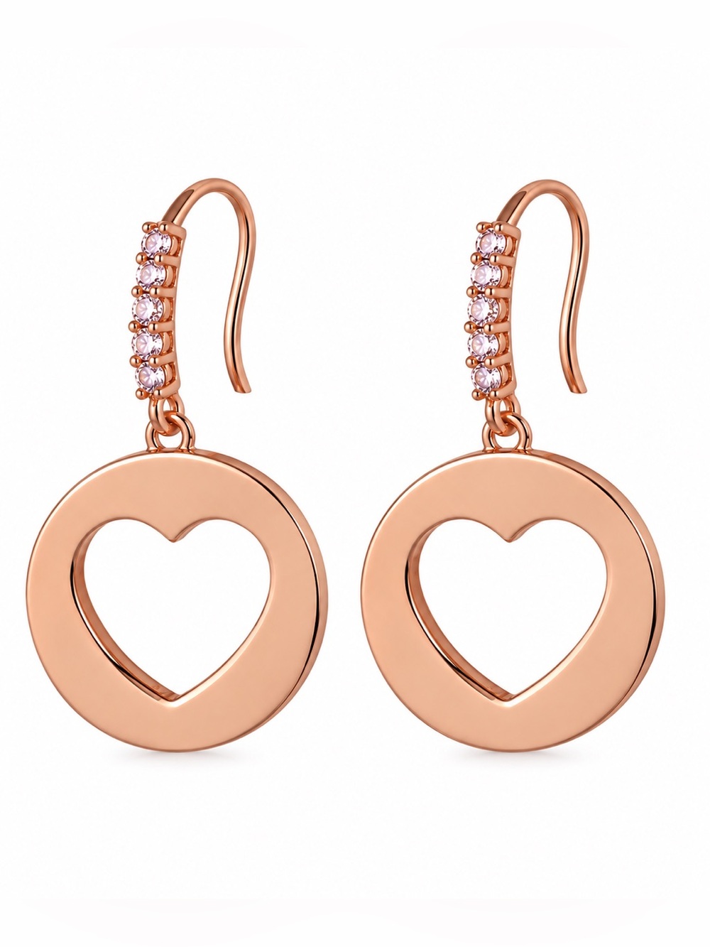 Kate Spade New York Rose Gold Pave Heart Cut Spade Drop Earrings.